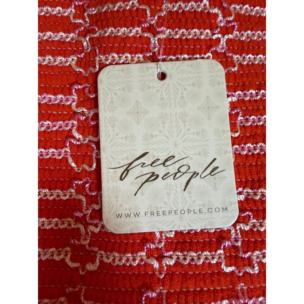 Free People Tangerine Combo Floral Embroidered Smocked Midi Dress M NWT - Picture 4 of 13